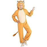 Deluxe Lion Costume Onesie for Kids - Brown Lion Jumpsuit with Tail for Adorable Halloween Outfit