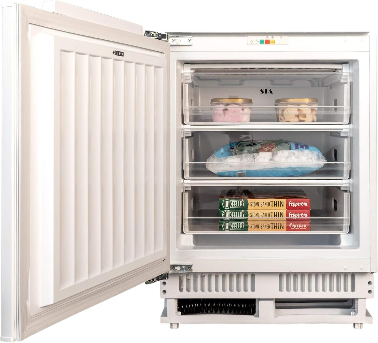 SIA RFU103 60cm 105L White Integrated Under Counter 3 Drawer Freezer A+