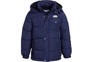 DKNY Boys' Winter Jacket - Insulated Quilted Puffer Parka Coat, Sherpa Lined Hood - Heavyweight Ski Jacket for Boys (4-20)
