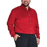 Idtswch Mens Big and Tall Dress Shirt Stretch Wrinkle-Free Button Down Long Sleeve Collar Shirt Sleeve (35-36" or 37-38")