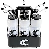 Cannon Sports 1 Liter Sports Water Bottle, BPA-Free, 34 Oz Capacity, Large Mouth, 2 lids (Straw and Squeeze) with Carrier, Great For Helmet Sports Such As Hockey, Lacrosse, Football, Boxing (Clear)