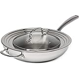 Goodful Fry Pan, Stainless Steel with Tri-Ply Impact Bonded Base and Universal Lid, Dishwasher Oven Safe, 12-Inch
