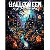 Halloween Coloring Book For Adult: 50 Easy Autumn Halloween Coloring Book for Adults and Seniors Featuring Animals, Skulls, Pumpkins, Fall Designs.