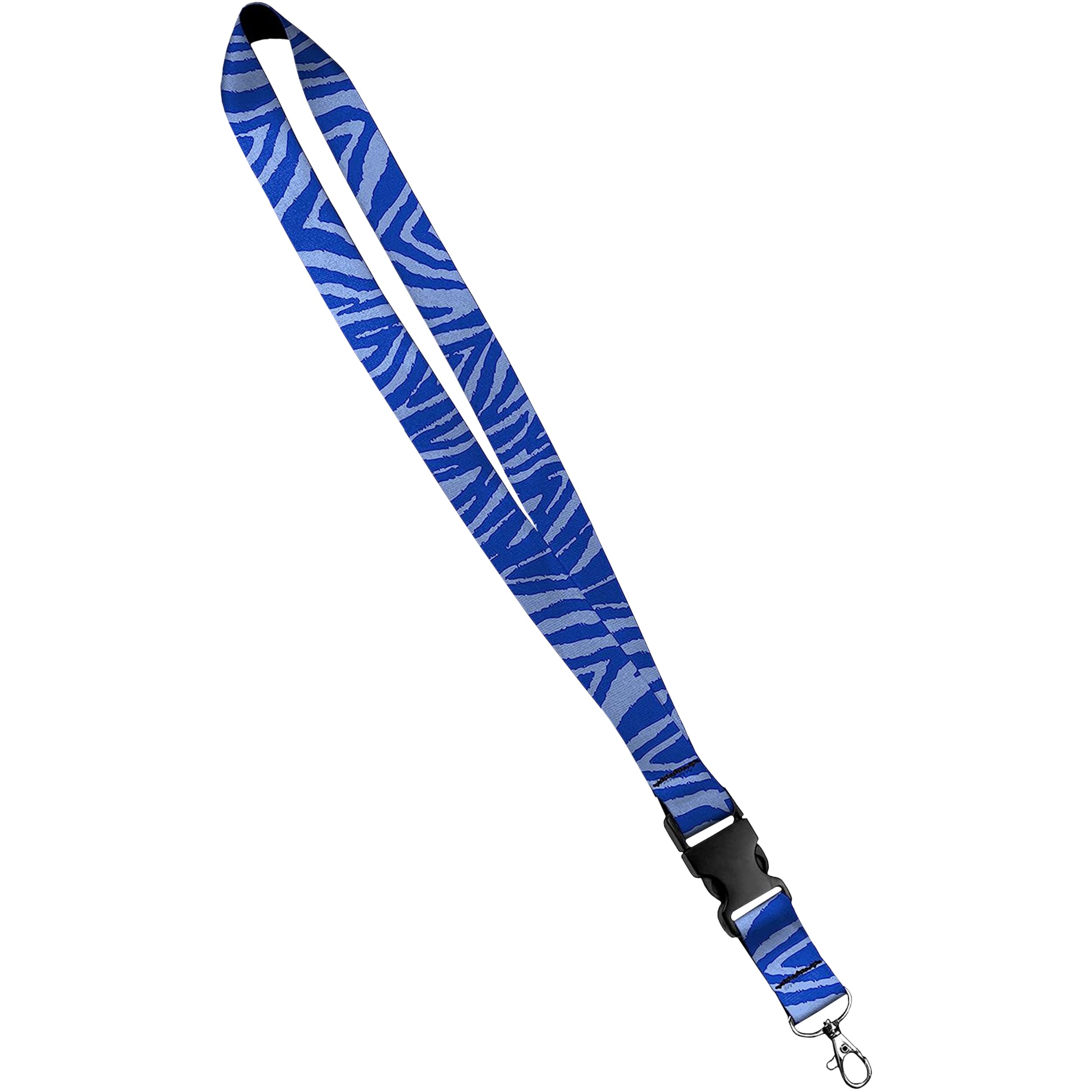 Moose Pet Wear Fashionable Lanyard - Satin Keychain Necklace, ID Badge Holder – 3/4 Inch, Zebra Blue — image 1