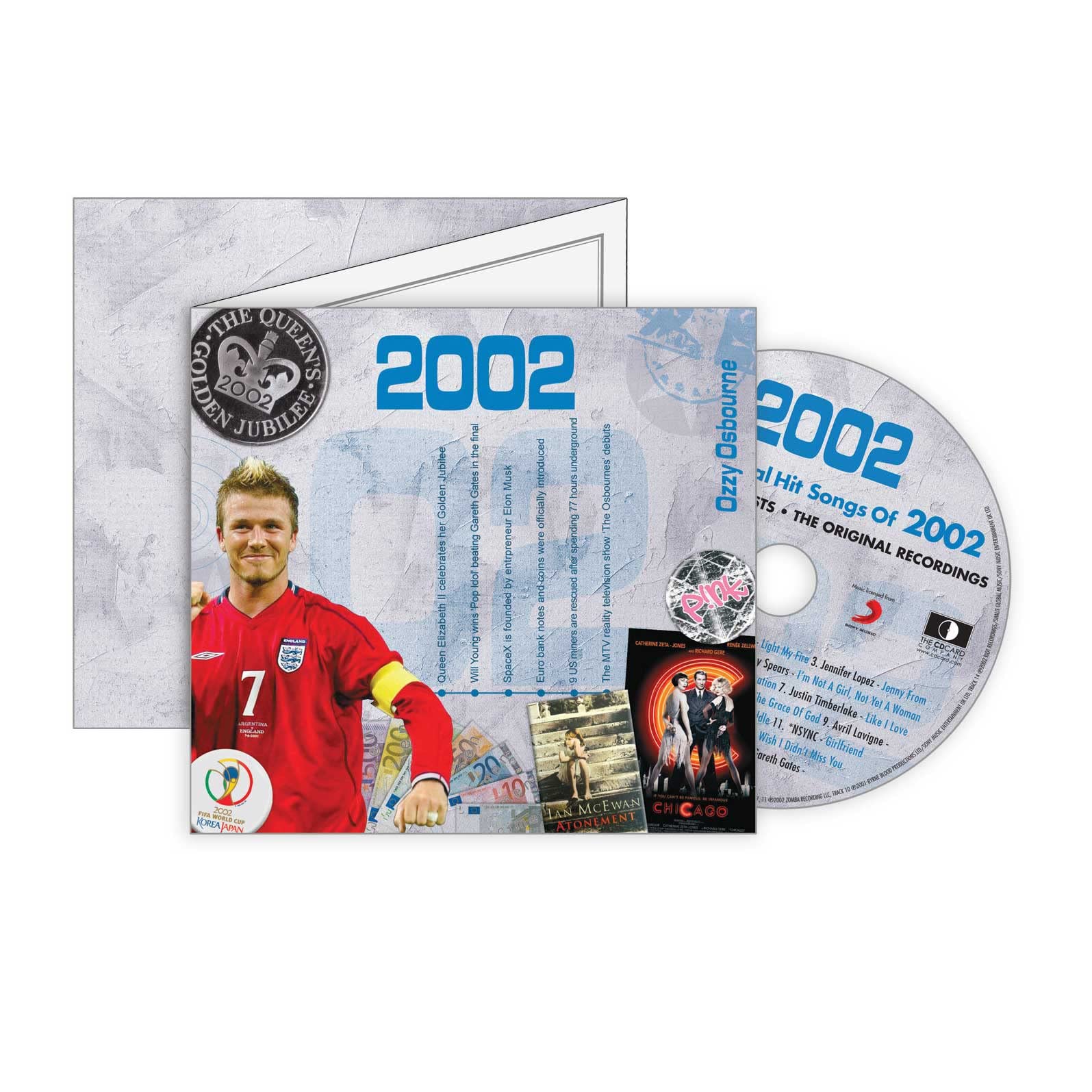 Born or Married in 2002 Classic Year Greeting Card With Chart Hits CD - 15 Original Songs - CD Card Company