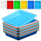 24 Pcs Plastic Art Trays 11 x 8.7 x 1.5 Inch Activity Craft Tray Organizer Serving Tray Stackable Storage Sand Trays for Painting Beads Crafts DIY Projects