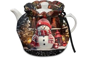 Goronwyfloyd Snowman Teapot Cozy Breakfast Warmer Tea Pot Dust Cover Insulated Kettle Cover Not Easy to Pilling and Not Easy to Fade Christmas Decoration