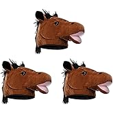 Beistle Unisex Plush Horse Head Hats, 3 Pieces - Western Costume Accessories, Farm Themed Party Supplies, Crazy Animal Headwear, Dress-Up Accessories, Derby Day Novelty Caps