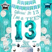 Funmemoir Teal 13th Birthday Door Banner - "Cheers To 13 Years" Porch Decor, OMG UR A Teenager, Turquoise Party Sign (71x14 Inch) - View #7