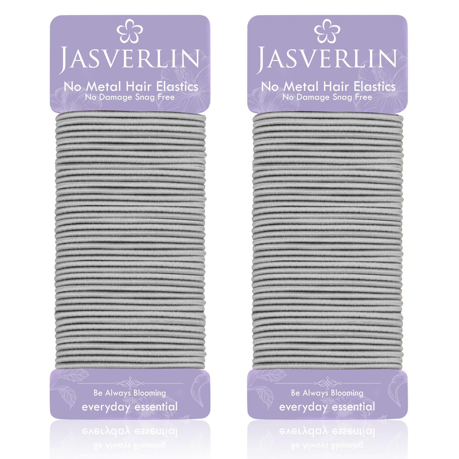 JASVERLIN 2MM Light Gray Hair Ties, No Slip Damage-free Hair Elastics Ponytail Holders for Women Girls Men, Rubber Bands Ties for Thin Fine Medium Thick Long Curly 80 Pieces