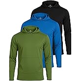 Real Essentials 3 Pack: Men's Mesh Long Sleeve Athletic Pullover Hoodie Sweatshirt Pockets UPF 50+ (Available in Big & Tall)