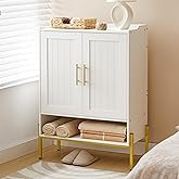 HOOBRO Shoe Cabinet, 5-Tier Shoe Storage Organizer with Doors, Wooden Shoe Cabinet Storage for Entryway, Freestanding Shoe Rack Cabinet with 3 Adjustable Shelves for Hallway, Gold and White DW41SC01