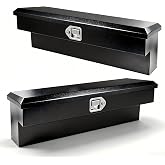 Vigorighter 36 Inch Side Mount Tool Box 2 Pack, 36.8 x 12 x 12.5 Inch Steel Pickup Truck Side Tool Box Storage ToolBox with Lock Latch and Keys, Black (Pack of 2)
