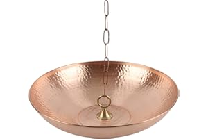 U-nitt Rain Chains 16" Anchoring Catch Basin/Receptacle/Bowl/Dish/Anchor, Pure Copper, Hammered, Metal, for Roof Gutter Rain Chain Installation, A Decorative Fountain Dish, A Bird Bath/Birdbath, 976