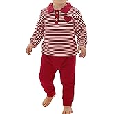QTLUOYE Valentine's Day Toddler Baby Boy Outfit Crewneck Sweatshirt Long Sleeve Stripe Cute Fall Winter Outfits