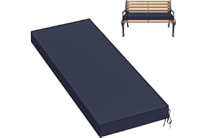 Pakunoda Premium Outdoor Bench Cushions for Patio Furniture 3.5inches Memory Foam Bench Cushion Waterproof Fade Resistant Porch Swing Cushions with Straps 48×18 Inch Navy Blue