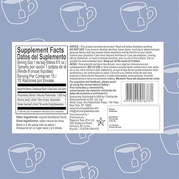 LOVEETA WELLNESS WEIGHT LOSS TEA BLACKBERRY – 15 TEA BAGS (GMO FREE, GLUTEN FREE, DAIRY FREE, SUGAR FREE & 100% NATURAL)