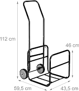 Relaxdays Firewood Cart Trolley Rack Steel 45kg Black Indoor Outdoor Transport view 4