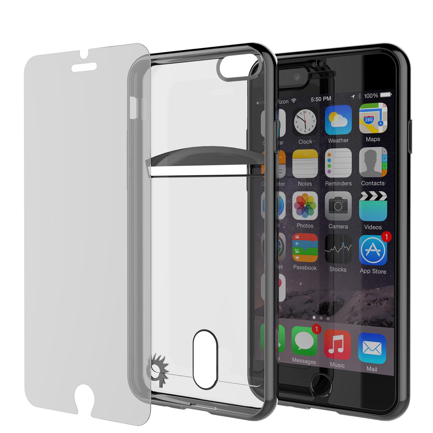 iPhone 7s/7 Case, PUNKcase [Lucid Series] Slim Fit Protective Dual Layer Armor Cover W/Scratch Resistant PUNKSHIELD Screen Protector - [Card Slot Design] for Apple iPhone 7/7s [Black]