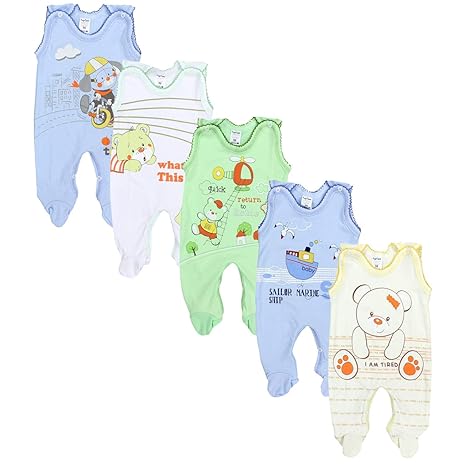 TupTam Unisex Baby Strampler mit Aufdruck 5er Set