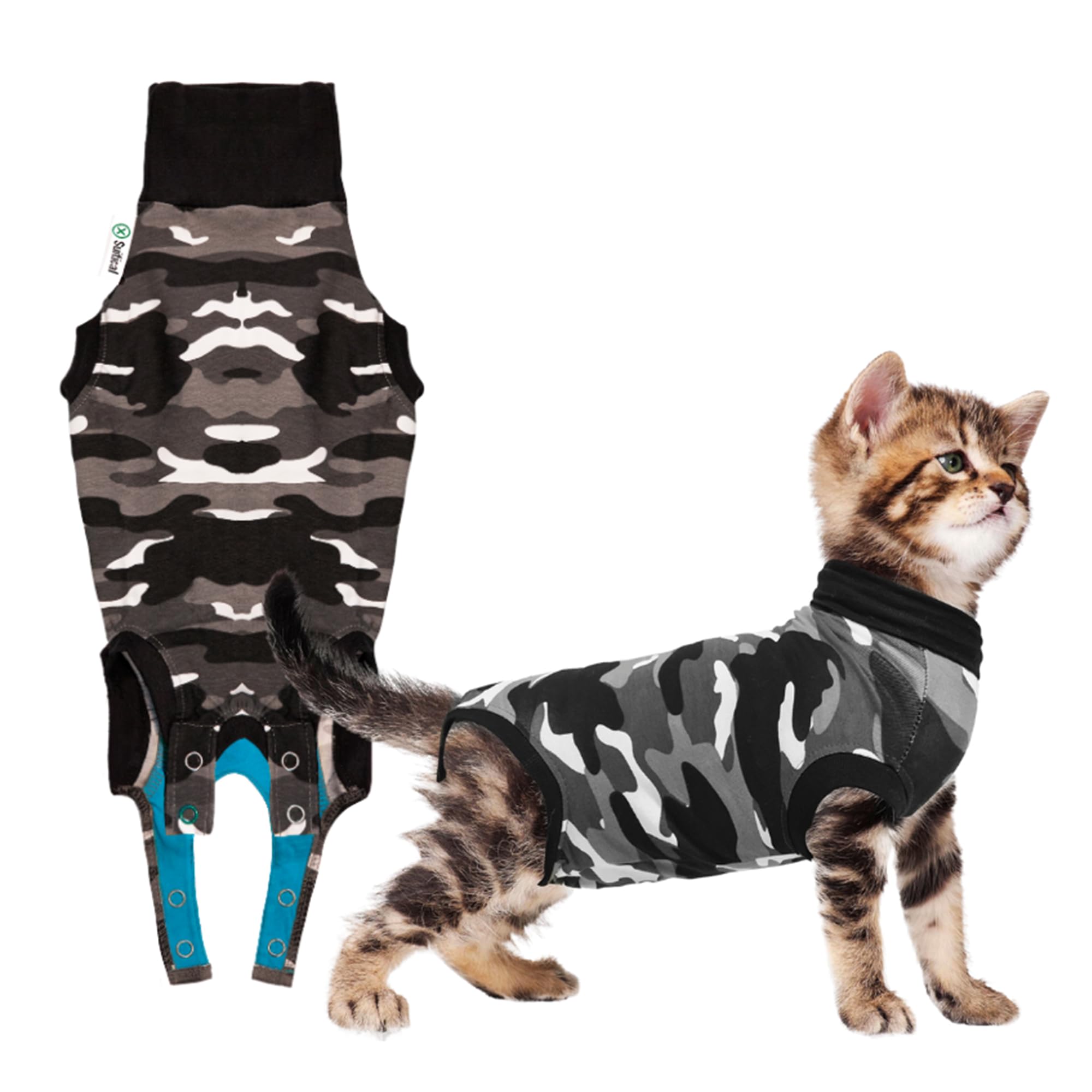 Suitical Recovery Suit Cat, XX-Small, Black Camouflage