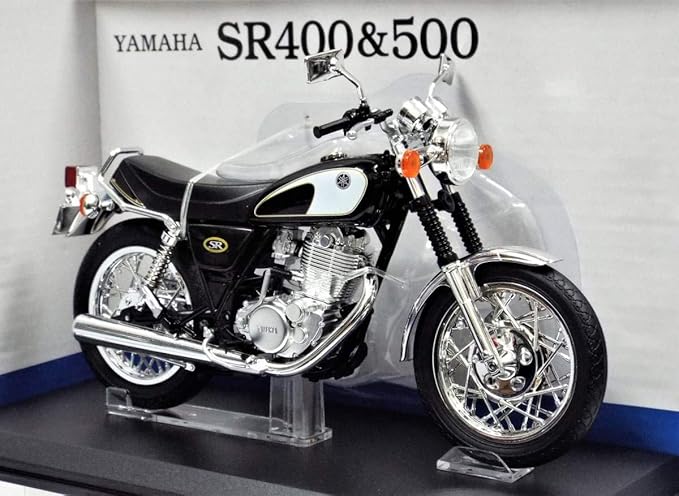 Amazon Co Jp アオシマ 1 12 ヤマハ Sr400 フロントドラムブレーキタイプ グリタリンブラックの完成バイクモデル ホビー 通販