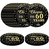SietDESEO 50 PCS Cheers to 60 Years Paper Plates 7 Inch Disposable Plates 60th Birthday Dessert Plates Dinner Plates for Birthday Party Supplies