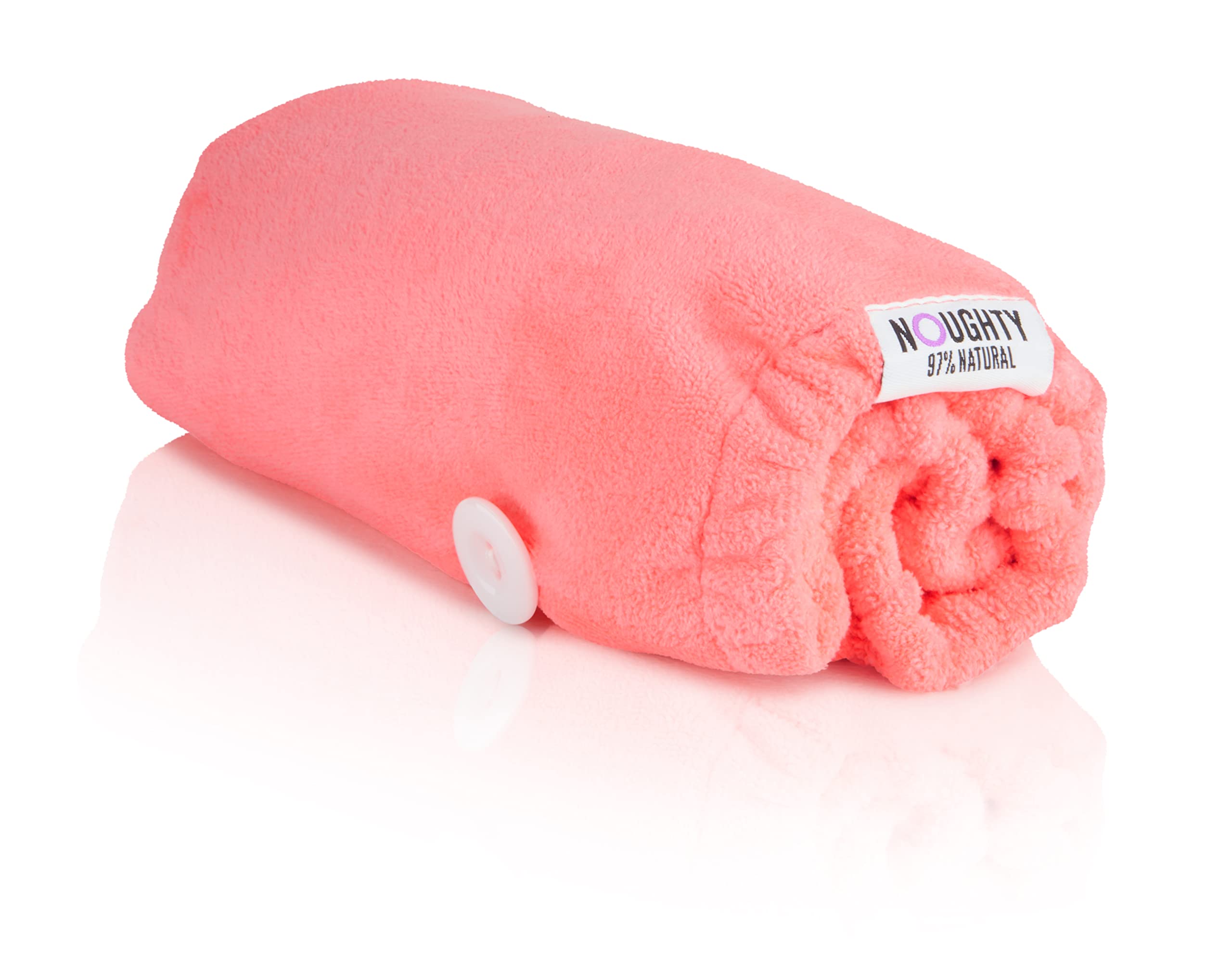 Noughty 97% Natural Microfiber Hair Towel Quickly Absorbs Moisture Quick-dry Wrap, Reduces Breakage Combats Frizz Pink — image 1