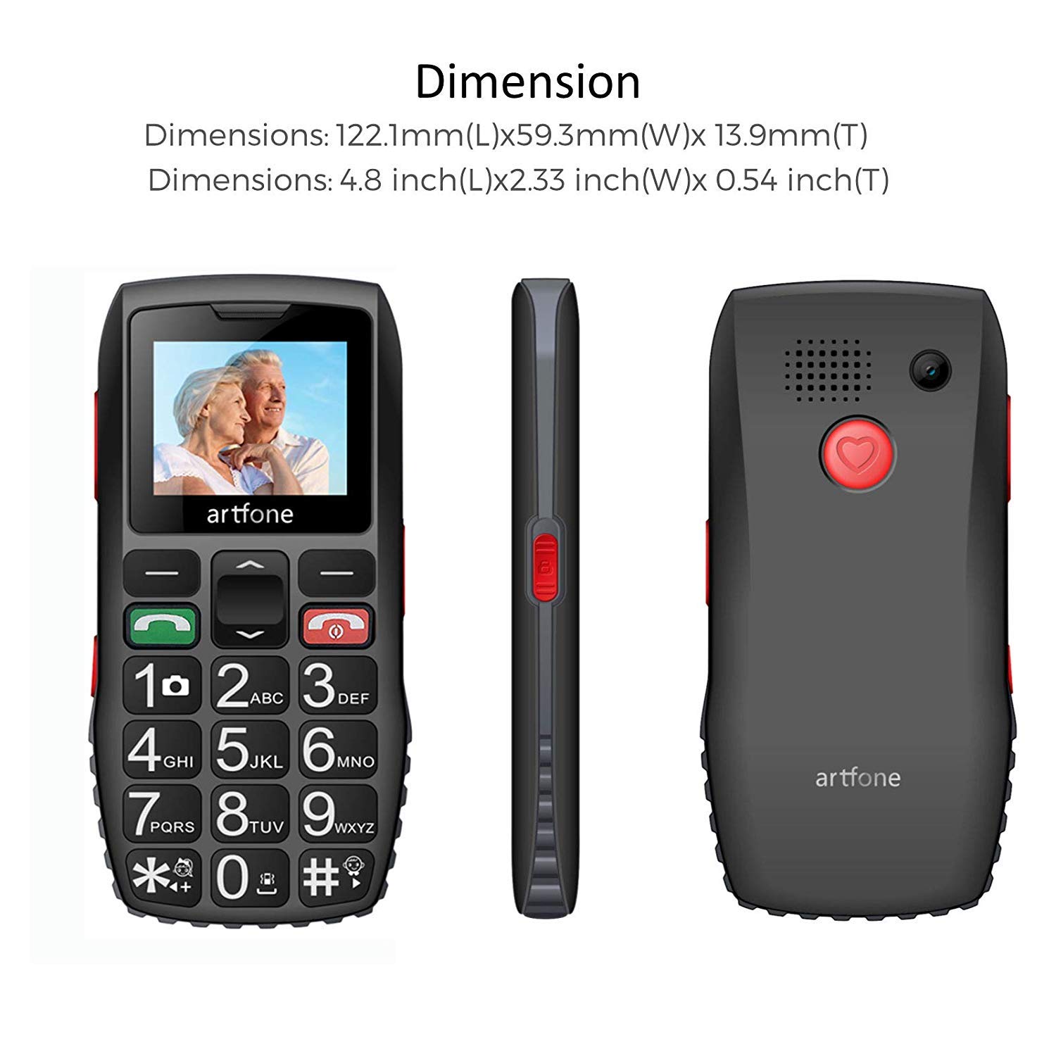 artfone C1 GSM Big Button Mobile Phones For Elderly, Senior Mobile Phone With SOS Emergency