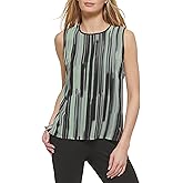DKNY Women's Sleeveless Zip-Closure Crew Neck Top