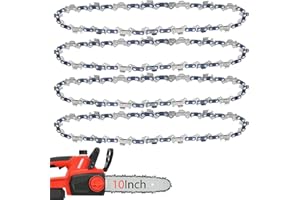 O-CONN 4 Pack 10 Inch Chainsaw Chain 3/8" LP Pitch .043'' Gauge 40 Drive Links Fits Ryobi, Worx, Echo, Black & Decker and more