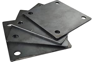 Jikacok 4-inch Steel Plate with Holes. 4 PCS 4"x4"Steel Plate Made from Premium 9 Gauge A36 Hot Rolled Mild Steel. Laser Cut Metal Plate with Smooth Edges. Weldable & Paintable Steel Plates.