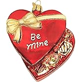 Old World Christmas Valentine Chocolates Glass Blown Ornament for Christmas Tree, Handcrafted Holiday Decoration, Heart Collection