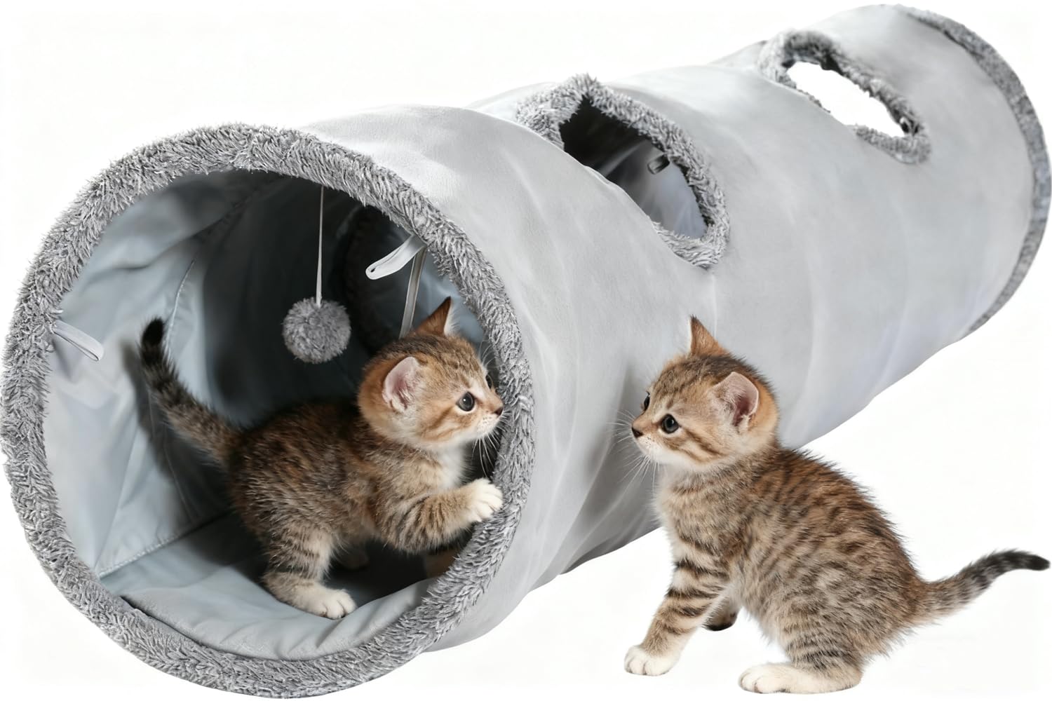 Primst Cat Tunnel, Large Indoor Outdoor Collapsible Pet Toy Crinkle Tunnel Tube with Storage Bag for Cat, Dog, Puppy, Kitty, Kitten, Rabbit (51x12inch)