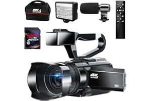 DINGETU Camcorder Video Camera 4K 64MP 60FPS 18X Digital Zoom Video Camera Vlogging Camera for YouTube Video Camera for Filming with WiFi, Webcam, Microphone, Stabilizer, 64G SD Card