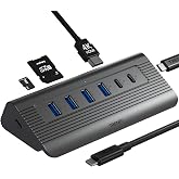 TRENFI Aluminum USB C Hub 10 in 1 with Detachable Cable | 10Gbps Data Transfer, 4K 60Hz HDMI Video, 100W PD Pass Through, Host DP Alt Mode, SD Card Reader, Desk And Travel Use