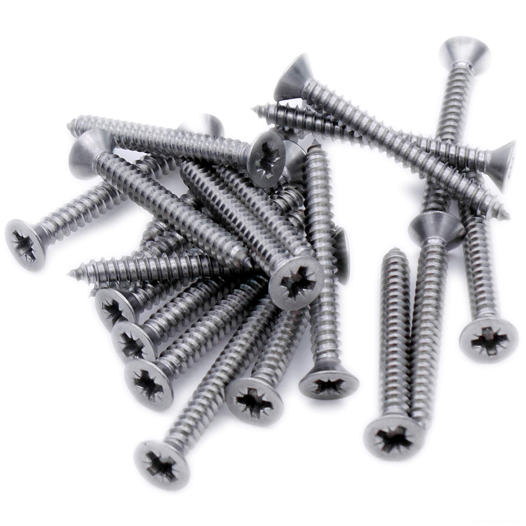 No.2 x 0.375 (2.2mm x 9.5mm) Pozi Countersunk Self-Tapping Screw - Stainless Steel (A2) (Pack of 20)