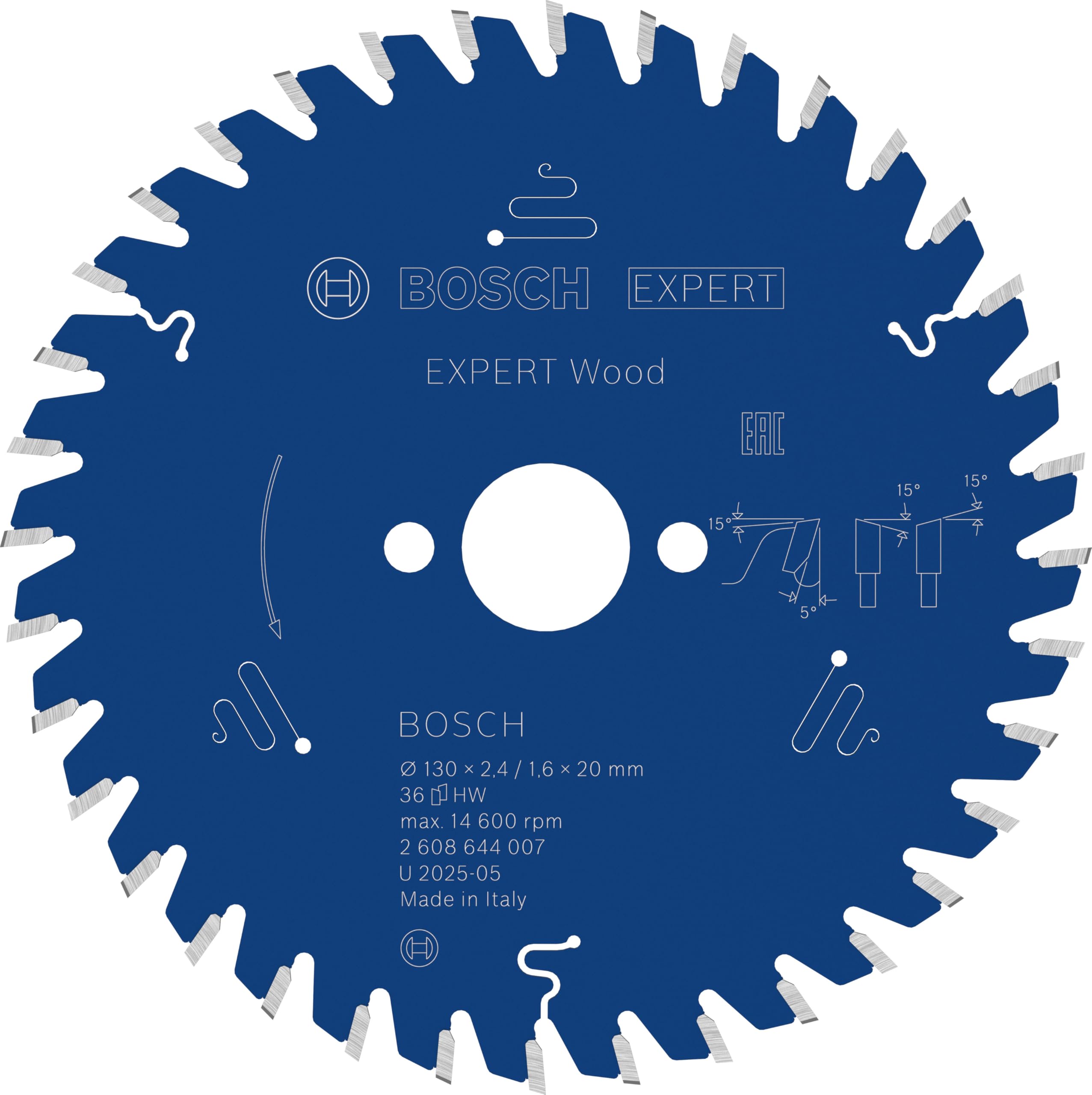 Bosch 1x EXPERT Wood Corded Circular Saw Blade for Handheld Circular Saw (for Softwood, Hardwood, Ø mm, Professional Accessory Hand-Held Corded Circular Saws)