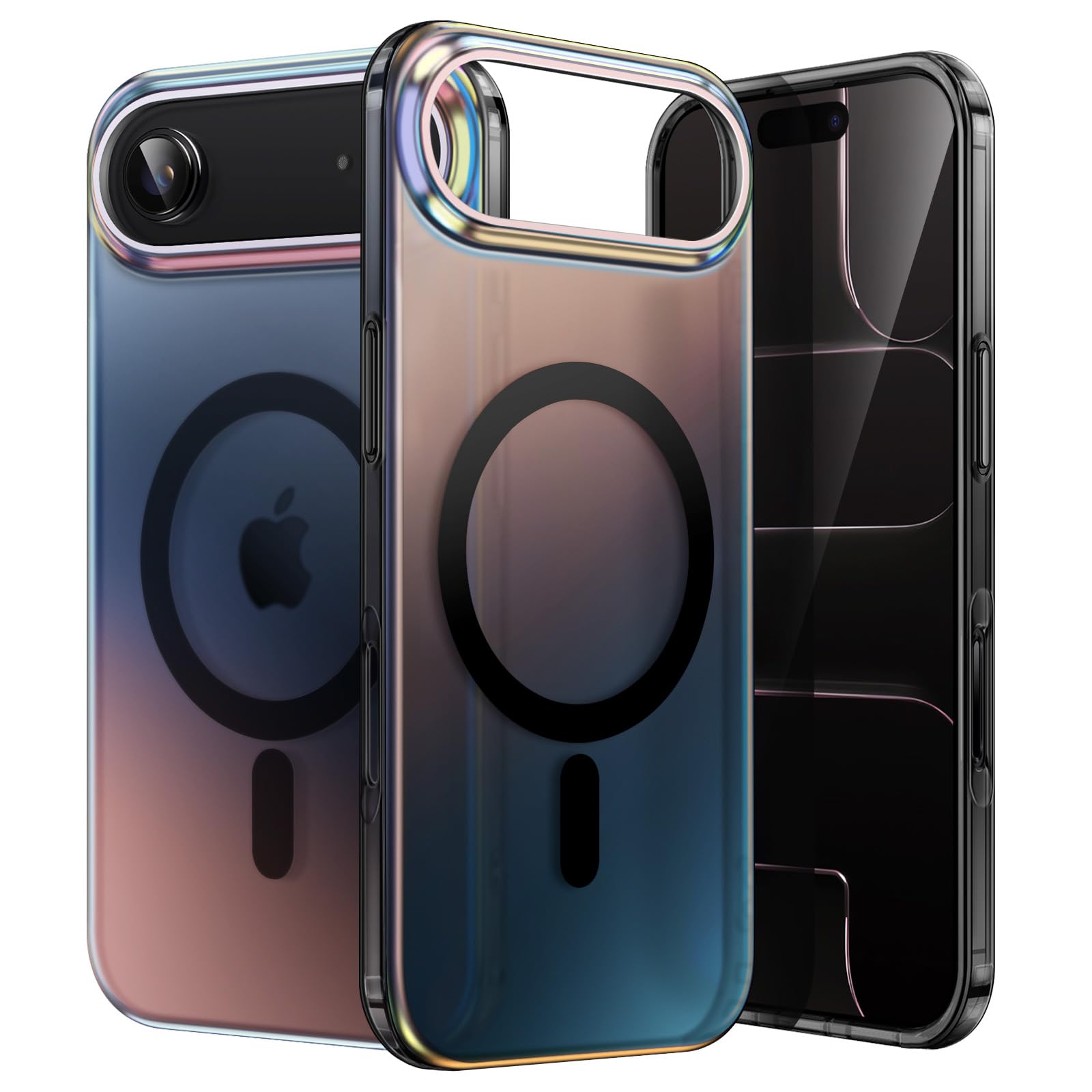 Photo 1 of JETech Iridescent Case for iPhone 17 Air Compatible with MagSafe, Cute Unique and Aesthetic Design, Colorful Fluorescent Translucent Back Phone Cover, 6.5-Inch Display (Iridescent Black)