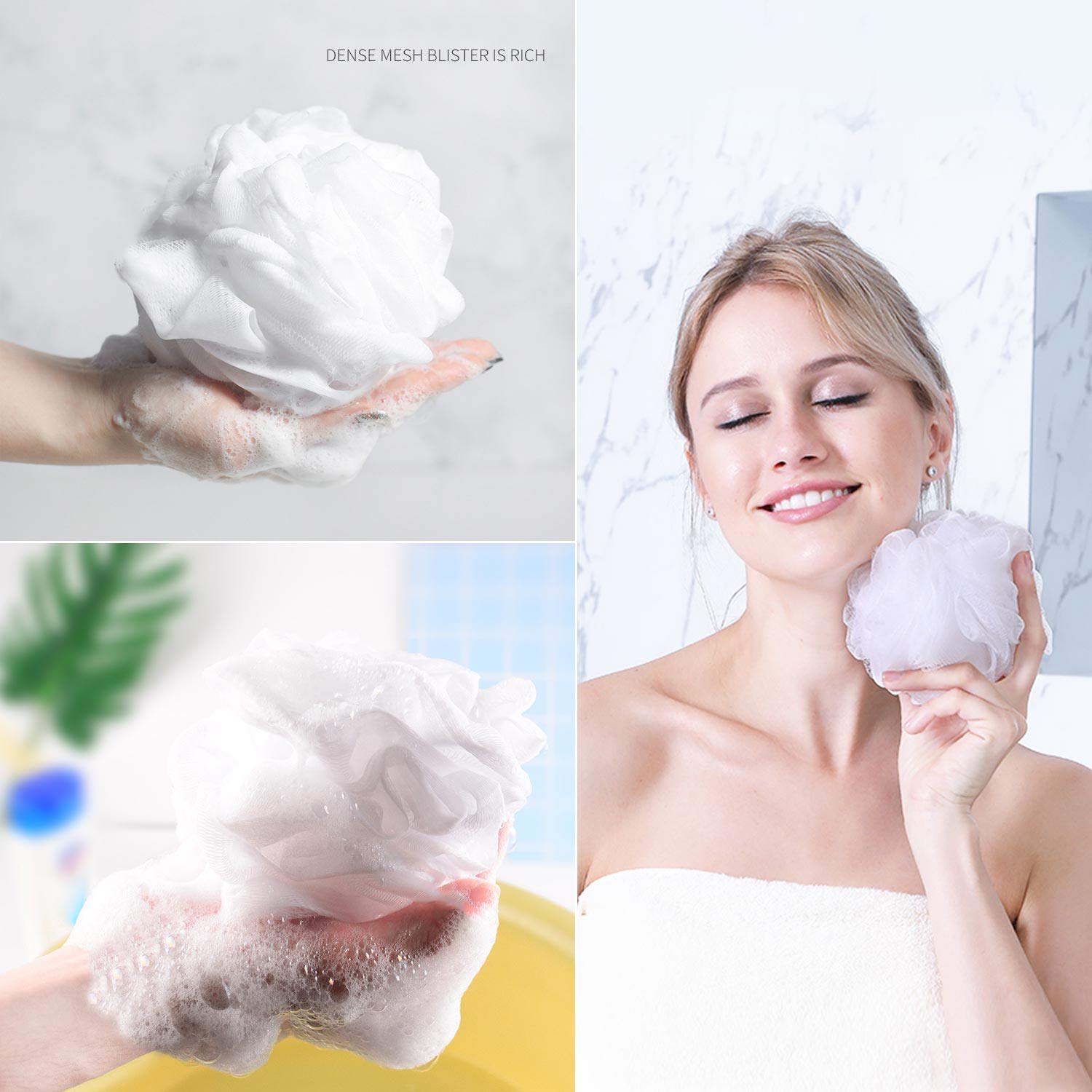 Bath Shower Loofah Sponge Pouf Body Scrubber Exfoliator (Set of 6): Beauty