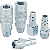 HOOTSUM 1/2” Air Hose Fittings Set, High Flow 2PCS I/M Industrial Type Coupler with 1/2” MNPT, 3PCS Plugs with 1/2” NPT, 5PCS Steel Air Compressor Accessories Quick Connect Fittings 300PSI