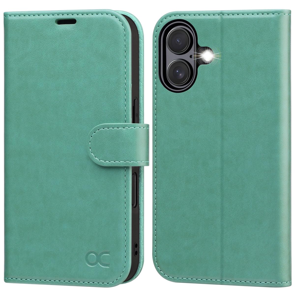 OCASE for iPhone 16 Case, PU Leather Wallet, Magnetic Flip Folio Cover with RFID Blocking, Card Holders, Shockproof TPU, and Kickstand for 6.1 Inch iPhone 16 (2024), Green