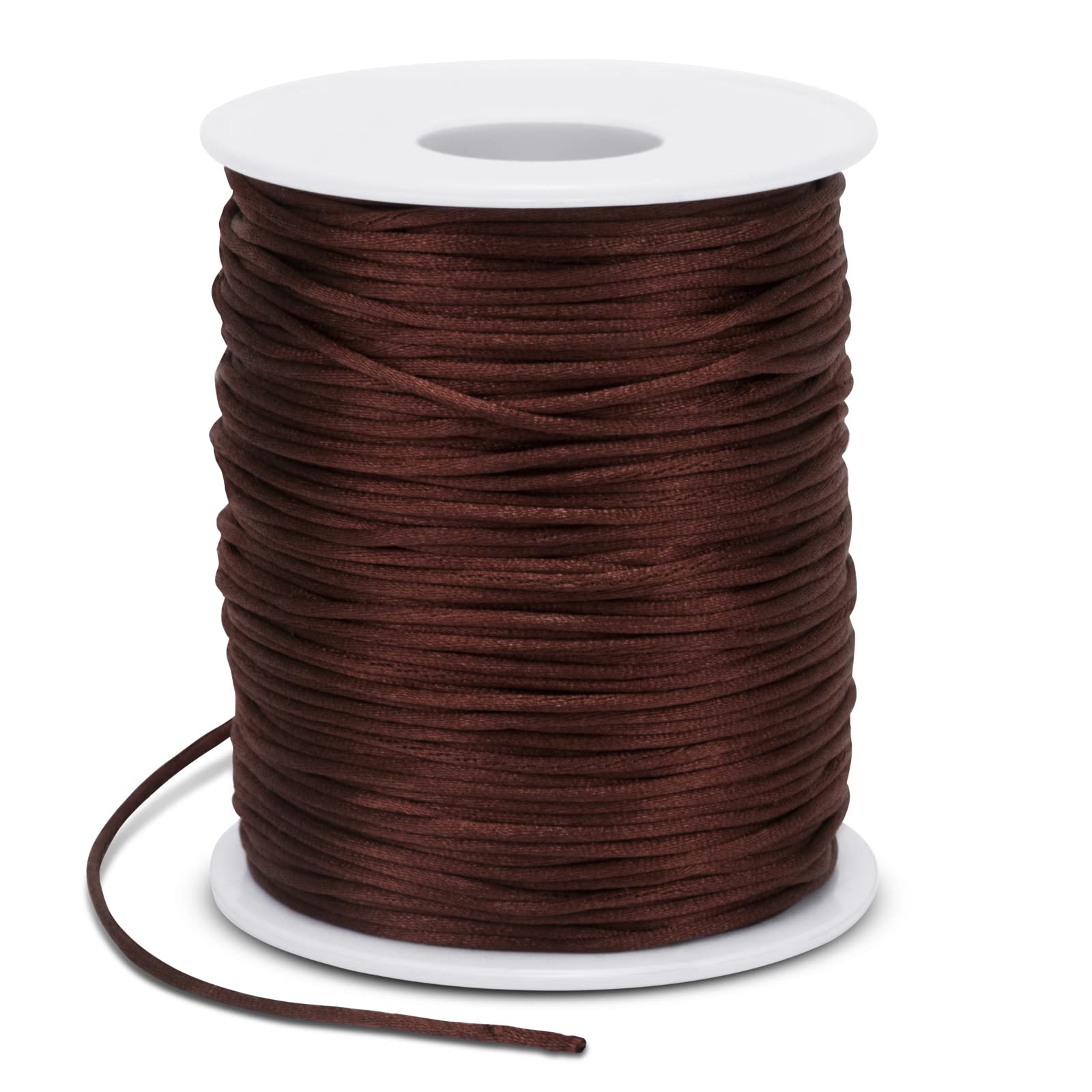 LEREATI Satin Cord 1.5mm x 100m Nylon Cord Bracelet Thread, Rattail Silk Beading Thread Jewellery String for Making Bracelet, Necklace, Chinese Knot, DIY Crafts (Light Coffee)