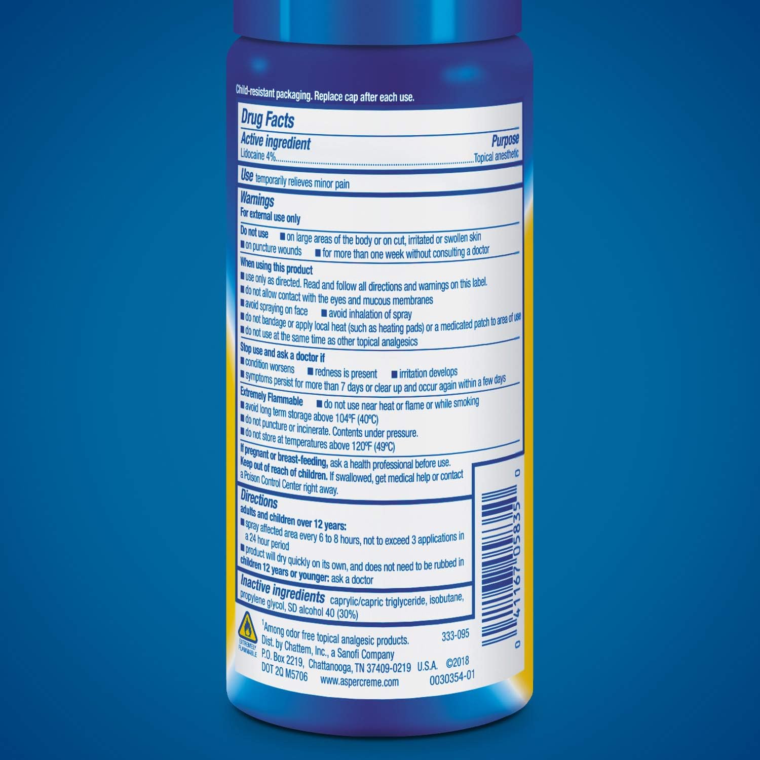 Aspercreme Odor Free Max Strength Lidocaine Pain Relief Dry Spray, 4 Ounces: Health & Personal Care