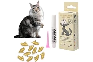 IRWU Cat Nail Caps with Glue - 20pcs Pet Kitten Cat Claw Caps Cat Claw Covers for Small Medium Large Cats - Crystal Gold XS