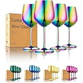 UNISWEET Stainless Steel Wine Glasses Set of 4 Unbreakable Colorful Wine Glass 18 oz Unique Metal Wine Goblets for Outdoor, Travel, Camping, Pool, Ideal Gift for Wine Lovers