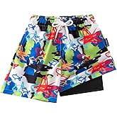 EZ Moms Boys Swim Trunks with Compression Liner Stretch Toddler Swim Shorts Quick Dry Anti-Chafe Boys Board Shorts 2-12T