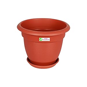 Easy Gardening 12 Elegance Gardening Planters and Trays - Terracotta Color Pots (6)