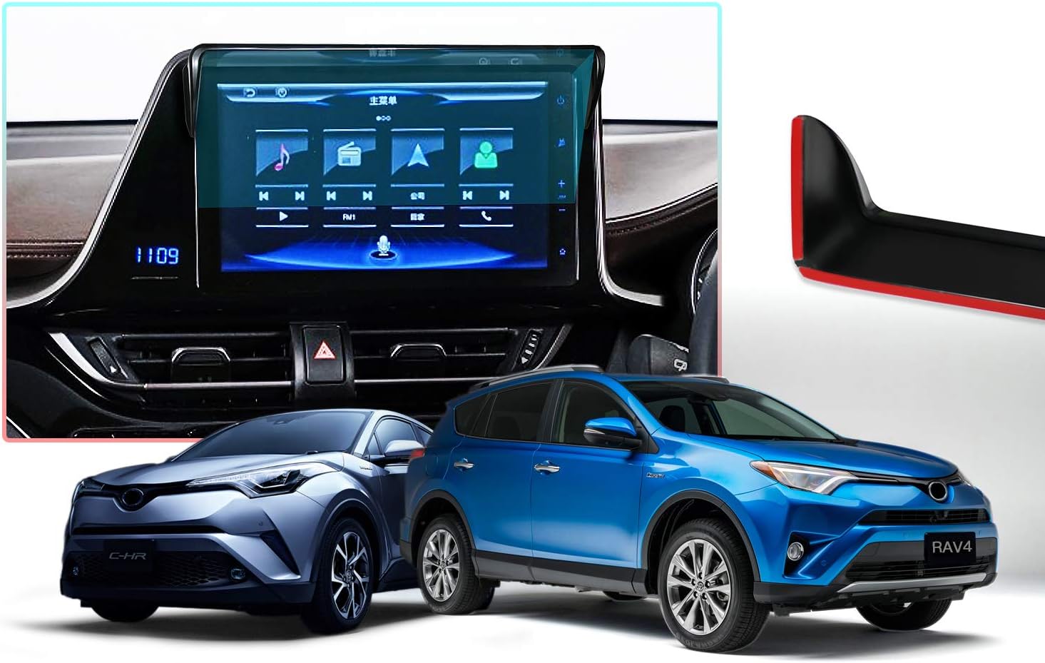 CDEFG Car Navigation Sunshade Visor GPS Navigator Sun Hood Shield in-Dash Visor for 2018 2019 CH-R CHR Anti-Refection Block Glare and Sunlight