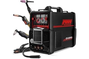 PUWU Plasma Cutter Welder Combo Gas MIG/Gasless MIG/Lift TIG/Stick/CUT 5 in 1 Aluminum Welding Machine with 110V/220V Dual Voltage Multi Process Welder